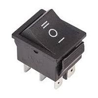 Выключатель клавишный Rexant 250V 15А (6с) ON-OFF-ON черный с нейтралью картинка